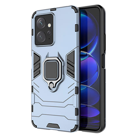 Custodia Silicone e Plastica Opaca Cover con Magnetico Anello Supporto KC1 per Xiaomi Redmi Note 12 4G Blu