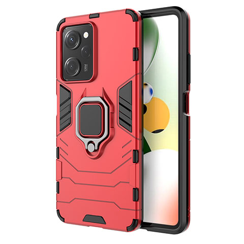 Custodia Silicone e Plastica Opaca Cover con Magnetico Anello Supporto KC1 per Xiaomi Redmi Note 12 Pro Speed 5G Rosso