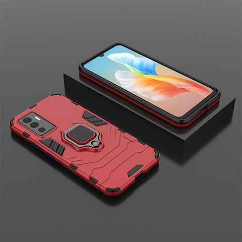 Custodia Silicone e Plastica Opaca Cover con Magnetico Anello Supporto KC2 per Vivo Y75 4G Rosso