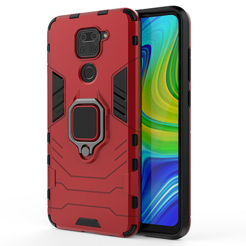 Custodia Silicone e Plastica Opaca Cover con Magnetico Anello Supporto KC2 per Xiaomi Redmi Note 9 Rosso