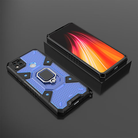 Custodia Silicone e Plastica Opaca Cover con Magnetico Anello Supporto KC3 per Xiaomi POCO C3 Blu