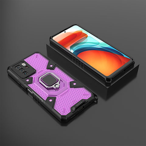 Custodia Silicone e Plastica Opaca Cover con Magnetico Anello Supporto KC3 per Xiaomi Poco X3 GT 5G Viola