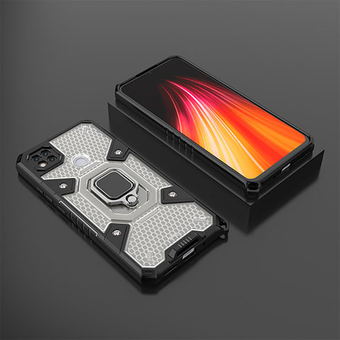 Custodia Silicone e Plastica Opaca Cover con Magnetico Anello Supporto KC3 per Xiaomi Redmi 9 Activ Nero