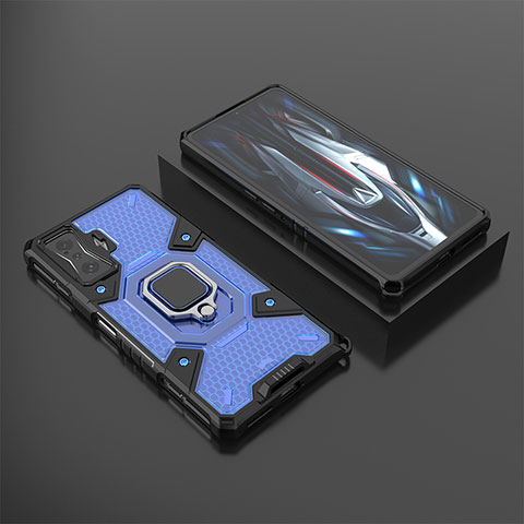 Custodia Silicone e Plastica Opaca Cover con Magnetico Anello Supporto KC3 per Xiaomi Redmi K50 Gaming 5G Blu