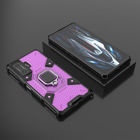 Custodia Silicone e Plastica Opaca Cover con Magnetico Anello Supporto KC3 per Xiaomi Redmi K50 Gaming 5G Viola