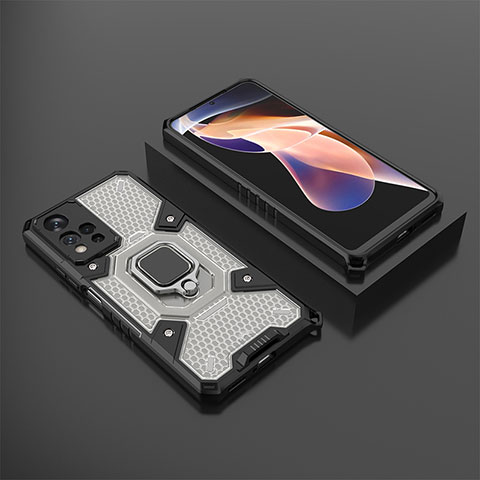 Custodia Silicone e Plastica Opaca Cover con Magnetico Anello Supporto KC4 per Xiaomi Mi 11i 5G (2022) Nero