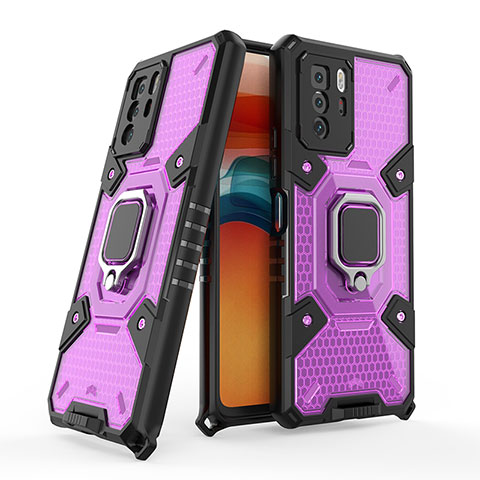 Custodia Silicone e Plastica Opaca Cover con Magnetico Anello Supporto KC4 per Xiaomi Poco X3 GT 5G Viola