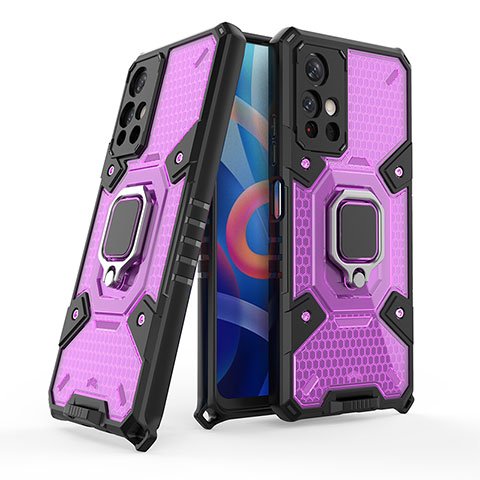 Custodia Silicone e Plastica Opaca Cover con Magnetico Anello Supporto KC4 per Xiaomi Redmi Note 11 5G Viola