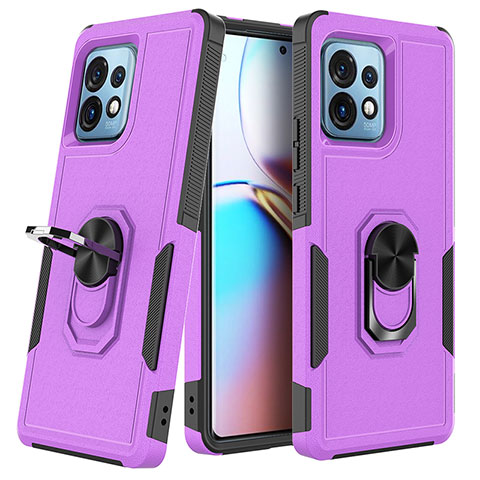 Custodia Silicone e Plastica Opaca Cover con Magnetico Anello Supporto MQ1 per Motorola Moto Edge 40 Pro 5G Viola