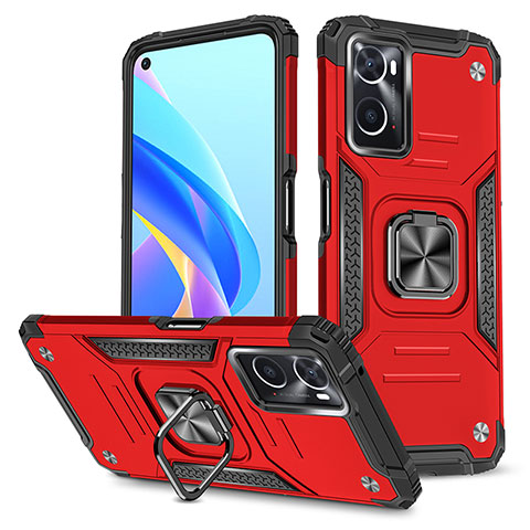 Custodia Silicone e Plastica Opaca Cover con Magnetico Anello Supporto MQ1 per Oppo A36 Rosso