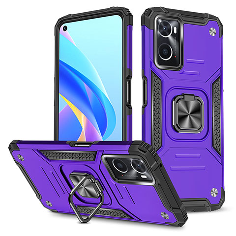 Custodia Silicone e Plastica Opaca Cover con Magnetico Anello Supporto MQ1 per Oppo A36 Viola