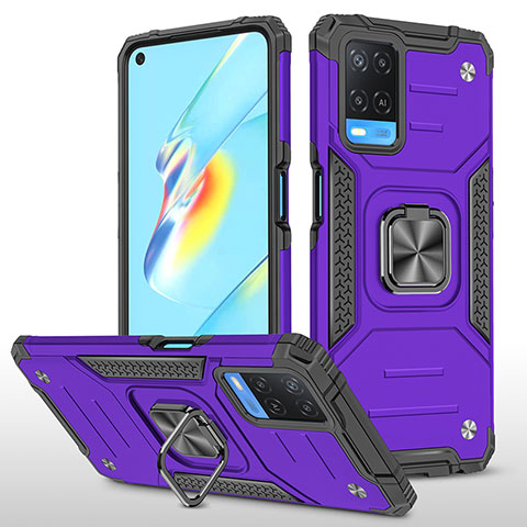 Custodia Silicone e Plastica Opaca Cover con Magnetico Anello Supporto MQ1 per Oppo A54 4G Viola