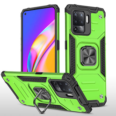 Custodia Silicone e Plastica Opaca Cover con Magnetico Anello Supporto MQ1 per Oppo Reno5 F Verde