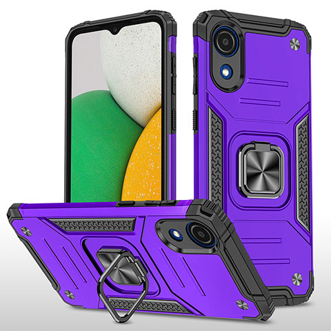 Custodia Silicone e Plastica Opaca Cover con Magnetico Anello Supporto MQ1 per Samsung Galaxy A03 Core Viola