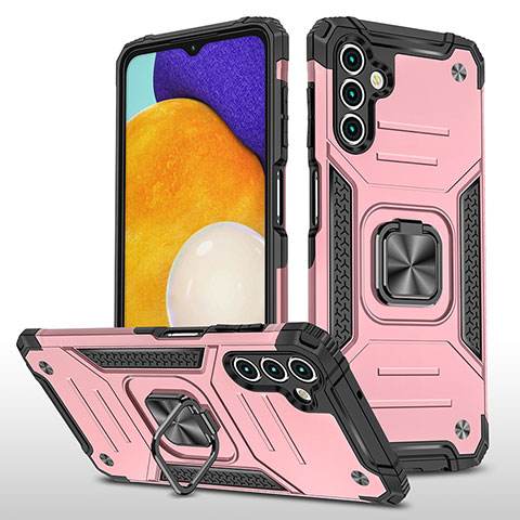 Custodia Silicone e Plastica Opaca Cover con Magnetico Anello Supporto MQ1 per Samsung Galaxy A04s Oro Rosa