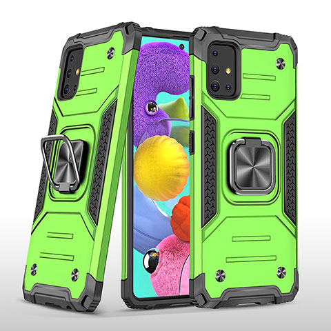 Custodia Silicone e Plastica Opaca Cover con Magnetico Anello Supporto MQ1 per Samsung Galaxy A51 4G Verde