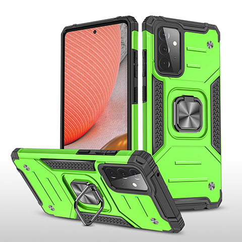 Custodia Silicone e Plastica Opaca Cover con Magnetico Anello Supporto MQ1 per Samsung Galaxy A72 4G Verde