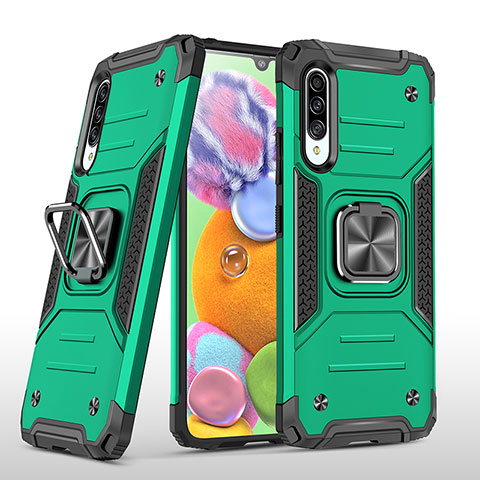 Custodia Silicone e Plastica Opaca Cover con Magnetico Anello Supporto MQ1 per Samsung Galaxy A90 5G Verde Notte