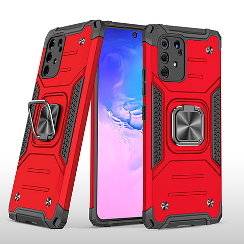 Custodia Silicone e Plastica Opaca Cover con Magnetico Anello Supporto MQ1 per Samsung Galaxy A91 Rosso