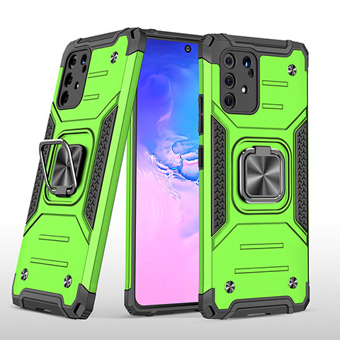 Custodia Silicone e Plastica Opaca Cover con Magnetico Anello Supporto MQ1 per Samsung Galaxy A91 Verde