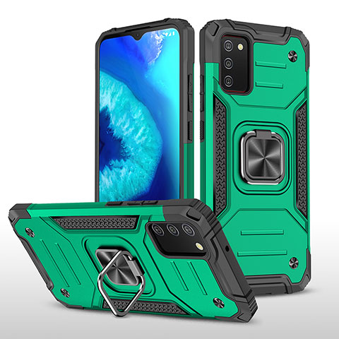 Custodia Silicone e Plastica Opaca Cover con Magnetico Anello Supporto MQ1 per Samsung Galaxy F02S SM-E025F Verde Notte