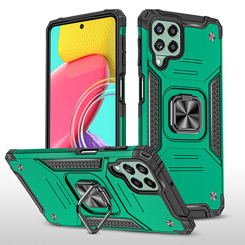 Custodia Silicone e Plastica Opaca Cover con Magnetico Anello Supporto MQ1 per Samsung Galaxy M53 5G Verde Notte