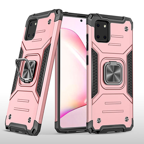 Custodia Silicone e Plastica Opaca Cover con Magnetico Anello Supporto MQ1 per Samsung Galaxy M60s Oro Rosa