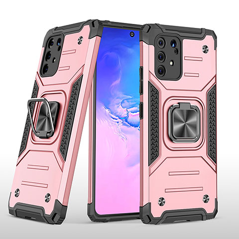 Custodia Silicone e Plastica Opaca Cover con Magnetico Anello Supporto MQ1 per Samsung Galaxy M80S Oro Rosa