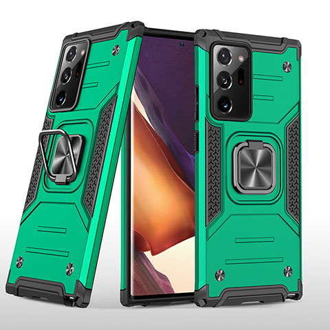 Custodia Silicone e Plastica Opaca Cover con Magnetico Anello Supporto MQ1 per Samsung Galaxy Note 20 Ultra 5G Verde Notte