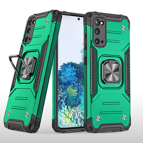 Custodia Silicone e Plastica Opaca Cover con Magnetico Anello Supporto MQ1 per Samsung Galaxy S20 5G Verde Notte