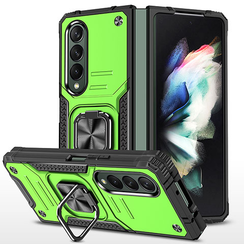 Custodia Silicone e Plastica Opaca Cover con Magnetico Anello Supporto MQ1 per Samsung Galaxy Z Fold3 5G Verde