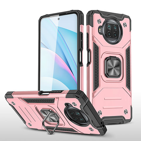 Custodia Silicone e Plastica Opaca Cover con Magnetico Anello Supporto MQ1 per Xiaomi Mi 10i 5G Oro Rosa