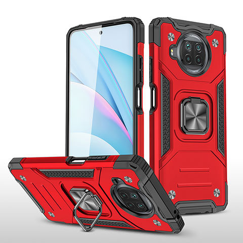 Custodia Silicone e Plastica Opaca Cover con Magnetico Anello Supporto MQ1 per Xiaomi Mi 10i 5G Rosso