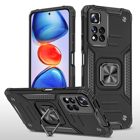 Custodia Silicone e Plastica Opaca Cover con Magnetico Anello Supporto MQ1 per Xiaomi Mi 11i 5G (2022) Nero