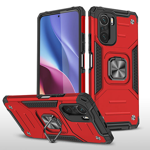 Custodia Silicone e Plastica Opaca Cover con Magnetico Anello Supporto MQ1 per Xiaomi Mi 11X Pro 5G Rosso