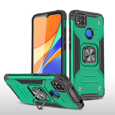 Custodia Silicone e Plastica Opaca Cover con Magnetico Anello Supporto MQ1 per Xiaomi POCO C31 Verde Notte