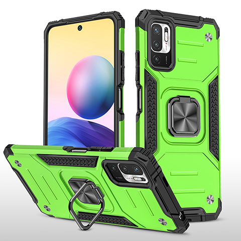 Custodia Silicone e Plastica Opaca Cover con Magnetico Anello Supporto MQ1 per Xiaomi POCO M3 Pro 5G Verde