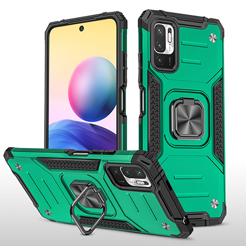 Custodia Silicone e Plastica Opaca Cover con Magnetico Anello Supporto MQ1 per Xiaomi POCO M3 Pro 5G Verde Notte