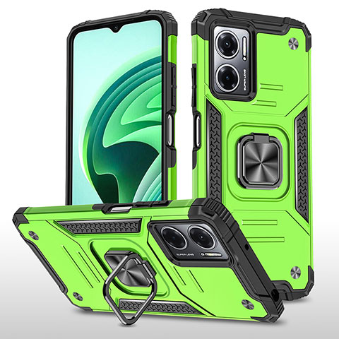 Custodia Silicone e Plastica Opaca Cover con Magnetico Anello Supporto MQ1 per Xiaomi Redmi 10 Prime Plus 5G Verde