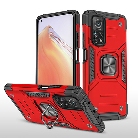 Custodia Silicone e Plastica Opaca Cover con Magnetico Anello Supporto MQ1 per Xiaomi Redmi K30S 5G Rosso