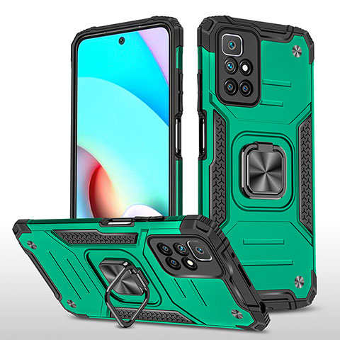 Custodia Silicone e Plastica Opaca Cover con Magnetico Anello Supporto MQ1 per Xiaomi Redmi Note 11 4G (2021) Verde Notte