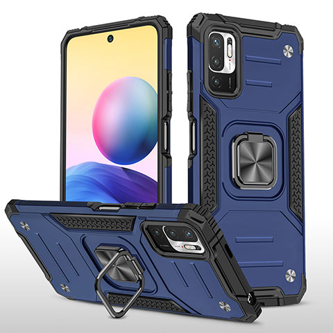 Custodia Silicone e Plastica Opaca Cover con Magnetico Anello Supporto MQ1 per Xiaomi Redmi Note 11 SE 5G Blu