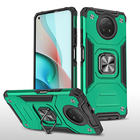 Custodia Silicone e Plastica Opaca Cover con Magnetico Anello Supporto MQ1 per Xiaomi Redmi Note 9T 5G Verde Notte