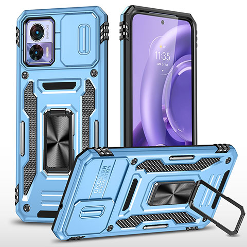 Custodia Silicone e Plastica Opaca Cover con Magnetico Anello Supporto MQ2 per Motorola Moto Edge 30 Lite 5G Blu