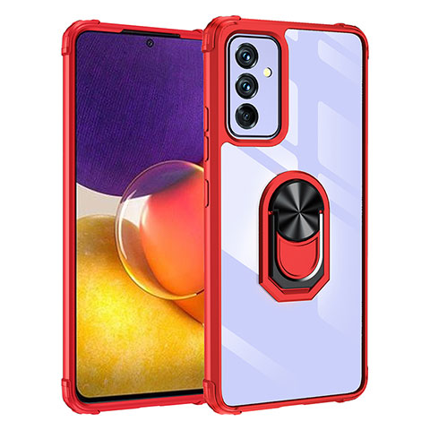 Custodia Silicone e Plastica Opaca Cover con Magnetico Anello Supporto MQ2 per Samsung Galaxy A24 4G Rosso