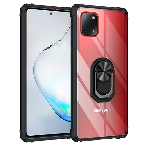 Custodia Silicone e Plastica Opaca Cover con Magnetico Anello Supporto MQ2 per Samsung Galaxy A81 Nero