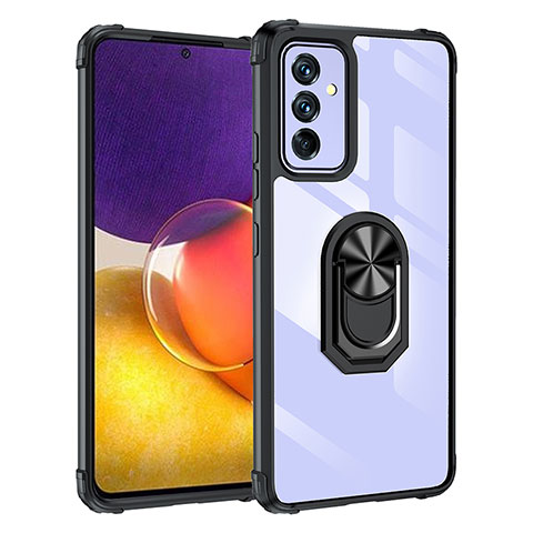 Custodia Silicone e Plastica Opaca Cover con Magnetico Anello Supporto MQ2 per Samsung Galaxy A82 5G Nero