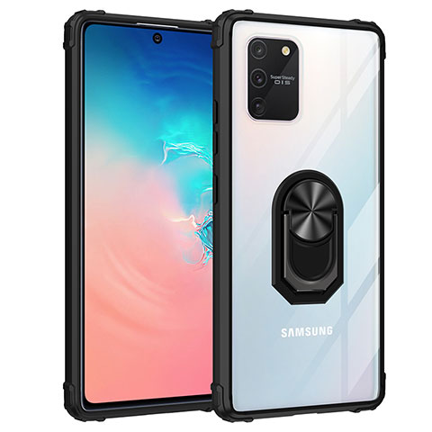 Custodia Silicone e Plastica Opaca Cover con Magnetico Anello Supporto MQ2 per Samsung Galaxy S10 Lite Nero