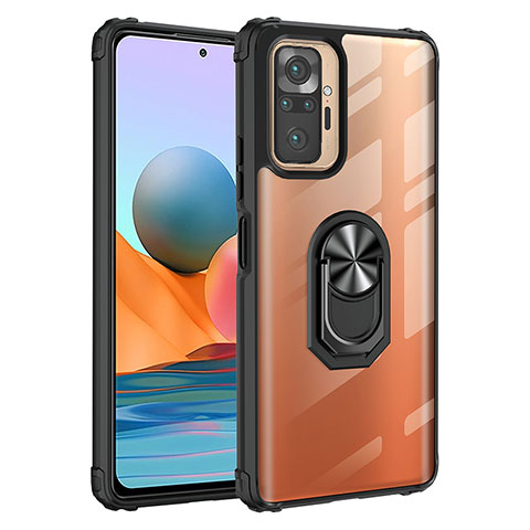 Custodia Silicone e Plastica Opaca Cover con Magnetico Anello Supporto MQ2 per Xiaomi Redmi Note 10 Pro 4G Nero