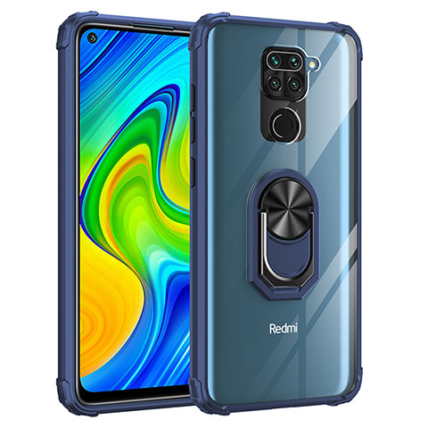 Custodia Silicone e Plastica Opaca Cover con Magnetico Anello Supporto MQ2 per Xiaomi Redmi Note 9 Blu